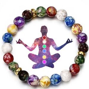 Volcanic Stone Colorful 7 Chakra Energy Bracelet